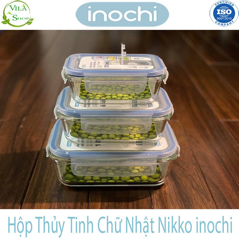 [ Bộ ] Hộp Thực Phẩm, Hộp Thủy Tinh Chịu Nhiệt Chữ Nhật, Thủy Tinh Cao Cấp Inochi Sử Dụng An Toàn Trong Lò Vi Sóng