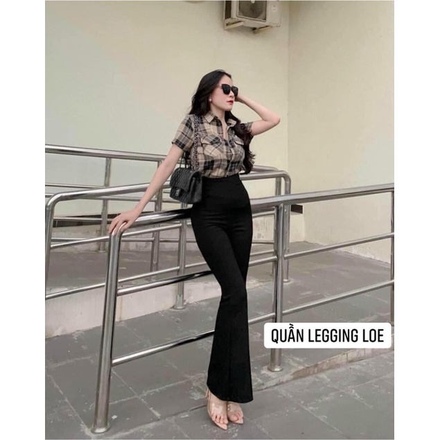 Quần Ống Loe Thun Lưng Cao Siêu Tôn Dáng Legging Nữ co dãn bốn chiều 204