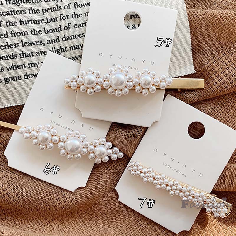 Kẹp Tóc Hoa Kim Loại Đính Ngọc Trai Giả 12 Kiểu Dáng Thời Trang