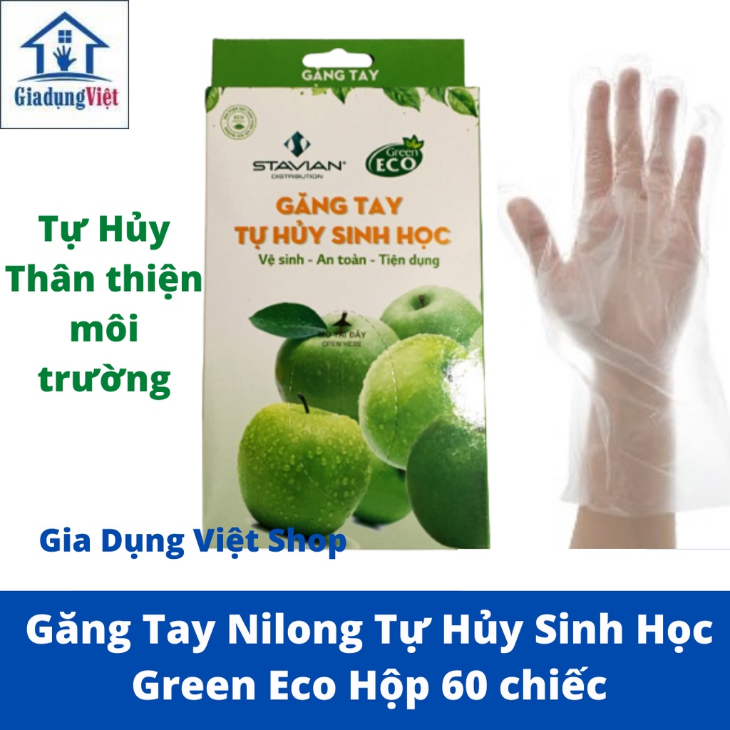 Găng tay nilon tự hủy sinh học Green Eco (60c/hộp) Thân Thiện Với Môi Trường