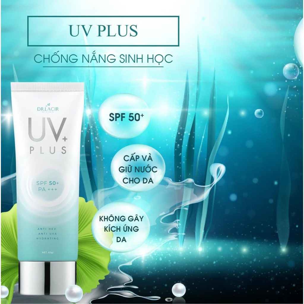 Kem chống nắng trắng da sinh học Dr. Lacir Bio-he bảo vệ da khỏi tia HEV 60ml LM08