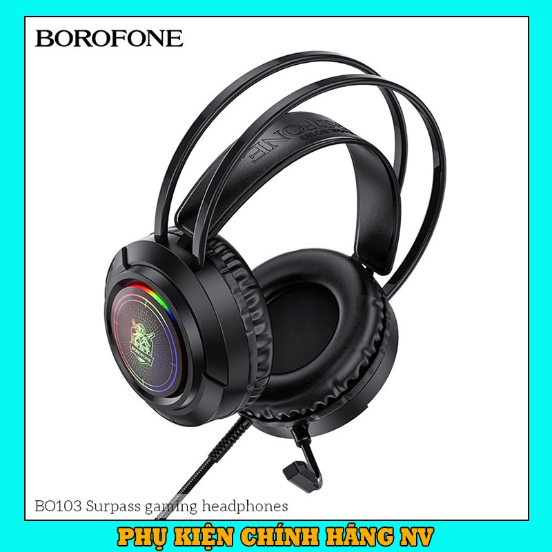Tai nghe chụp tai có dây Borofone BO103 cho game thủ  chống ồn, âm thanh hay, có hiệu ứng led