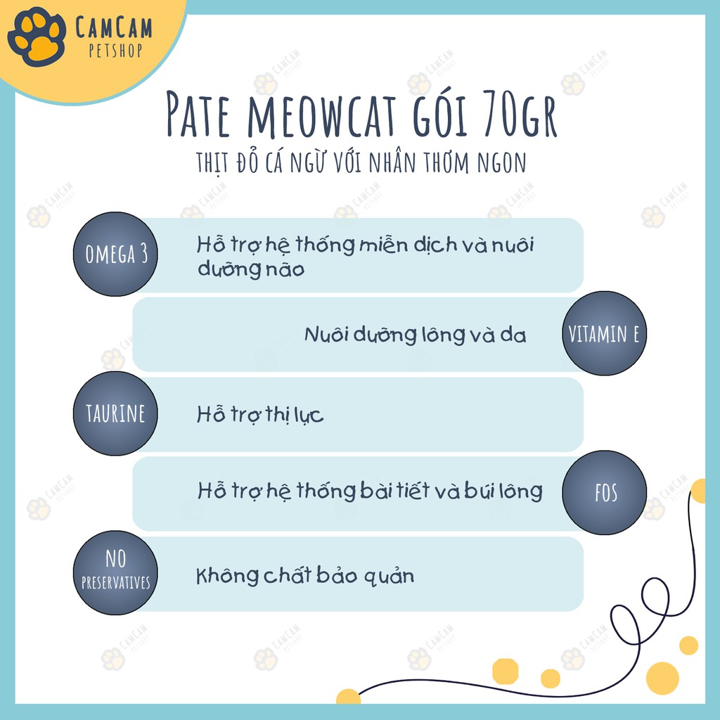 Pate cho mèo Meowcat Gói 70gr - Thức ăn cho mèo dạng thạch với thành phần chính cá ngừ và đa dạng nhân thơm ngon