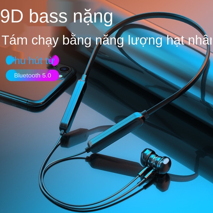 ﹉▬Treo cổ Tai nghe Bluetooth thể thao in-ear -Tai từ tính đa năng không dây OPPvivO Apple kiểu dáng hai có