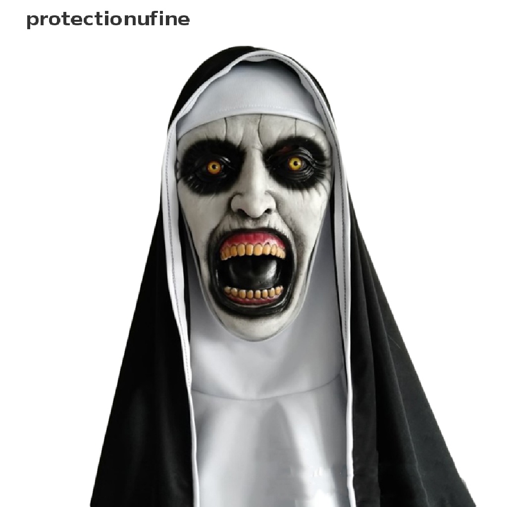 Pr3vn Mặt Nạ Hóa Trang Kinh Dị Nun Latex Với Khăn Trùm Đầu Hóa Trang Halloween Martijn