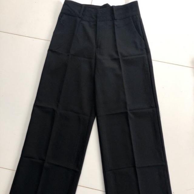 quần ống suông rộng nữ culottes cạp siêu cao 2 khuy khóa trước vải tuyết mưa