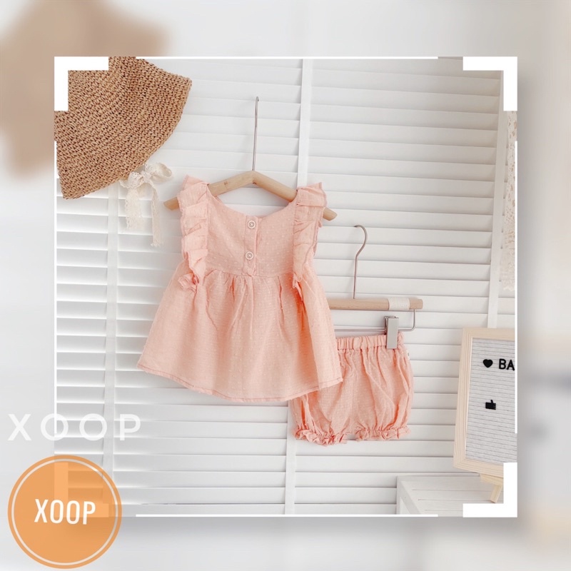 (10-20kg)Bộ thô bé gái chất thô hạt nảy cánh tiên hồng vàng