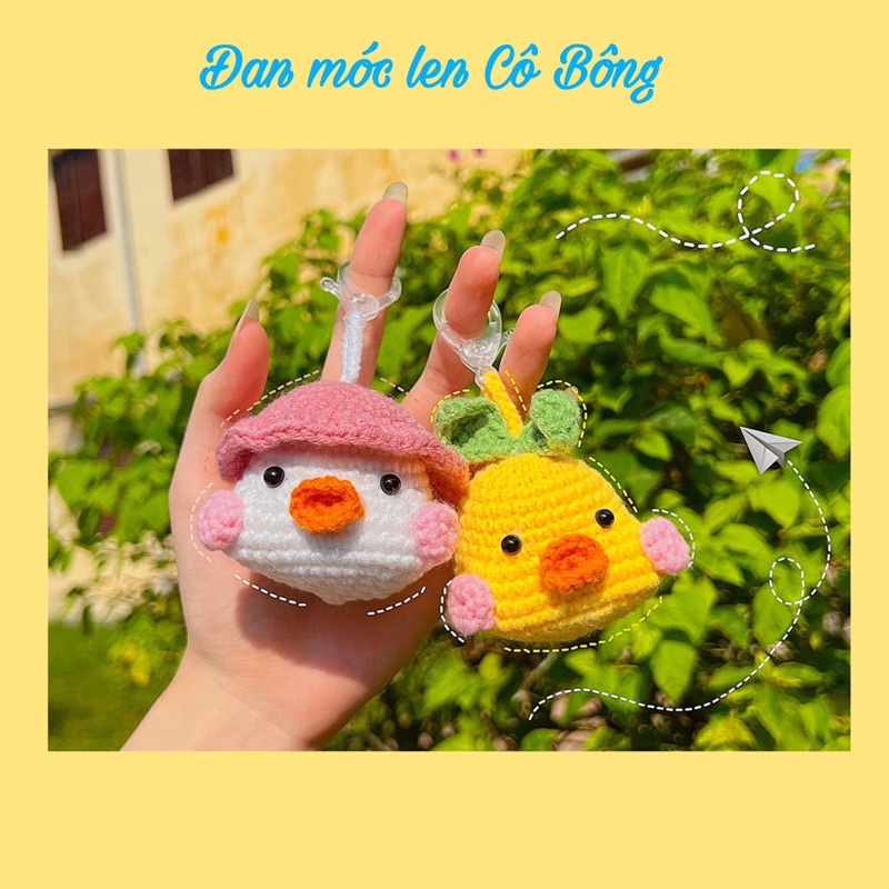Móc khoá con vịt bằng len handmade