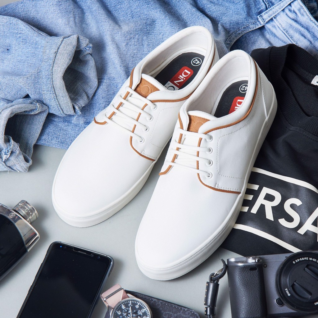 Giày Sneaker Da Nam DINCOX C03 Khí Chất Lịch Thiệp White