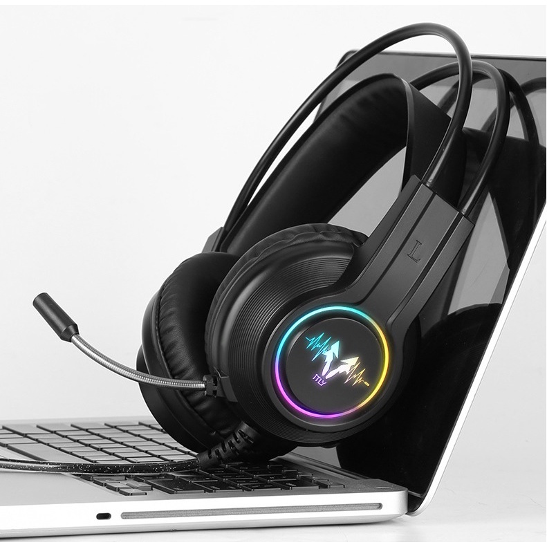 Tai nghe chụp tai máy tính GAMING Ztu Smart H200 có đèn LED đổi màu, có mic đàm thoại trên lap, pc