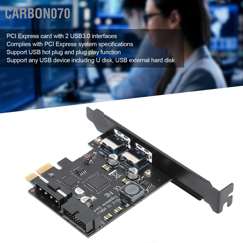 Carbon070 STW ‑ 3002 Thẻ PCI Express E to USB3.0 20PIN Bảng mở rộng cho máy tính để bàn