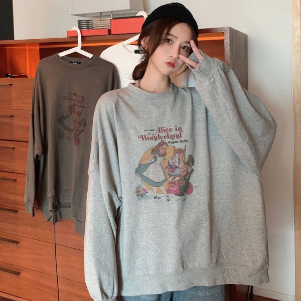 NRVP Áo hoodie tay dài dáng rộng phong cách Hàn Quốc mới dành cho nữ