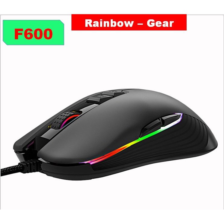 chuột gaming rainbow F600 DPI 5000 led RGB có software