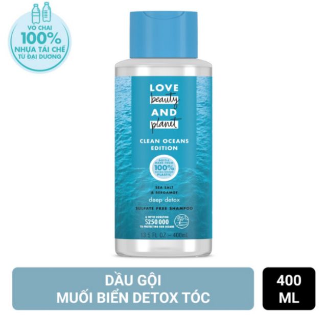 Combo dầu gội &amp; dầu xả muối biển detox tóc Love Beauty &amp; Planet 400ml/chai