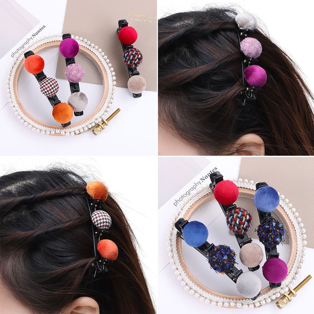 Kẹp tóc thiết kế kiểu bện nhiều màu sắc phong cách retro dành cho nữ XIANSTORE