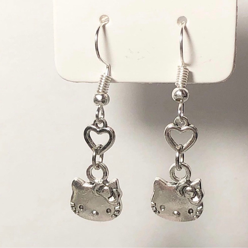 Bông tai hợp kim hình mèo Kitty hoạt hình/ Vòng cổ thời trang phong cách