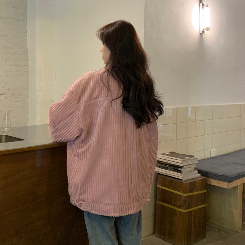 ZHELIHANGFEI Áo Khoác Form Rộng Tay Dài Theo Phong Cách Retro Dễ Phối Đồ