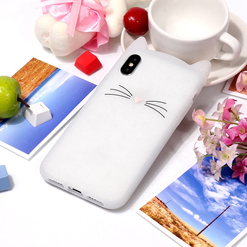 Ốp điện thoại silicone mềm tạo hình mèo xinh xắn cho iPhone 6/6S/6+/6S+/7/8/7+/8+/X/XS/XR/XS Max