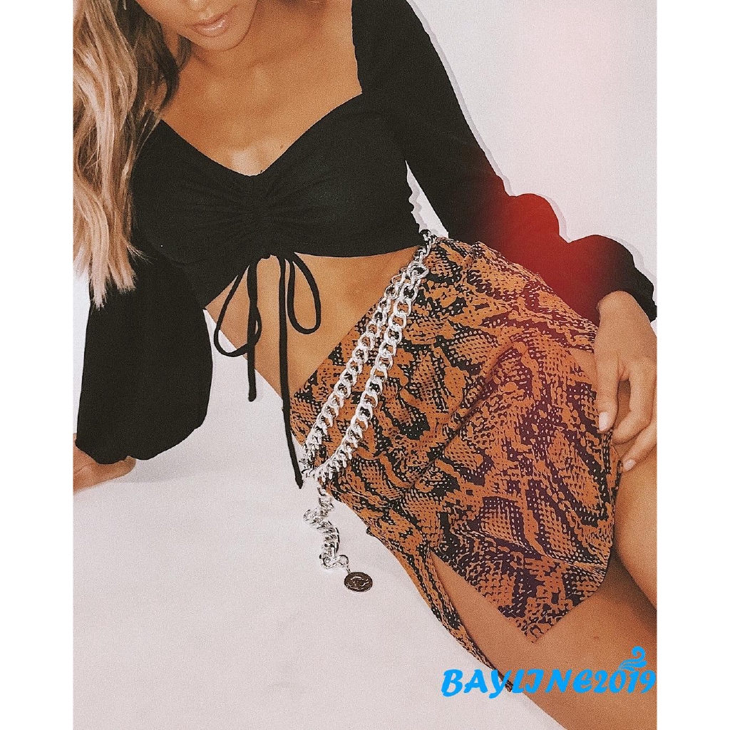 Chân Váy Bút Chì Lưng Cao Họa Tiết Da Báo Thời Trang Cho Nữ