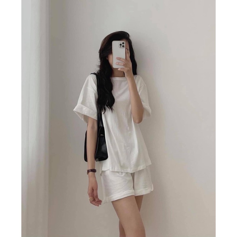 SET TRƠN THỤNG CỘC TAY NỮ 🌸Bộ quần short đùi áo thun from rộng tay lỡ, sooc phông mặc ở nhà ulzzang🌸 | BigBuy360 - bigbuy360.vn
