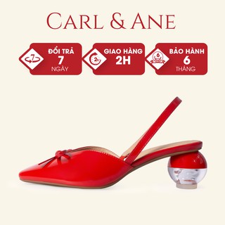 Carl & Ane - Giày cao gót mũi nhọn phối dây cao 5cm màu đỏ _ CL002