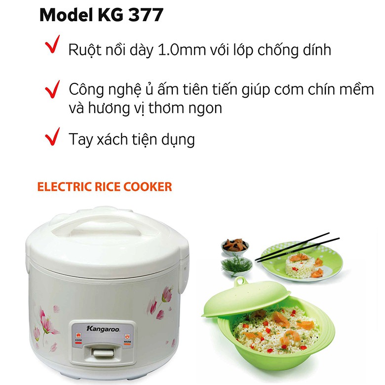 Nồi cơm nắp gài Kangaroo KG377