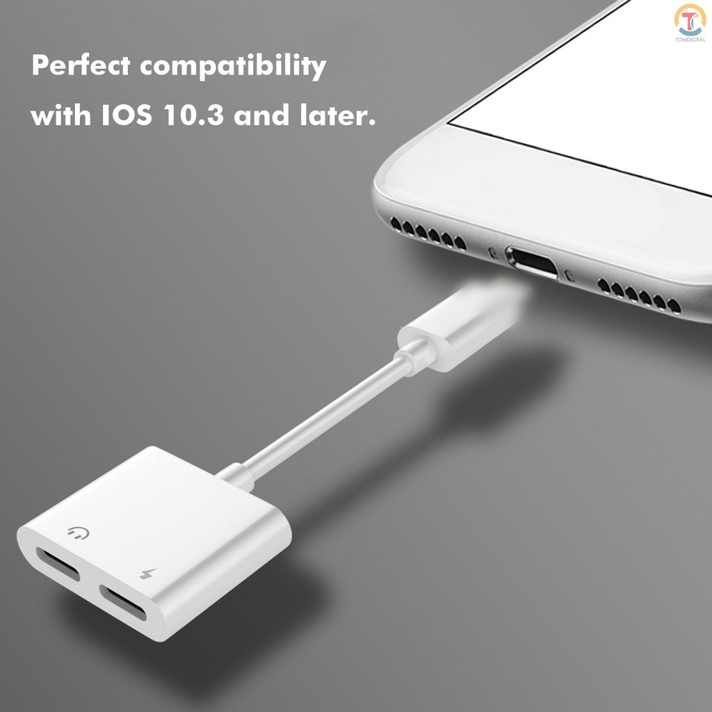 2 in 1 Charging Cable Splitter Earphone Cable Audio Adapter IOS Audio Headset Charger Converter Compatible with iPhone 11 Pro X XS Max XR 7 8 Plus