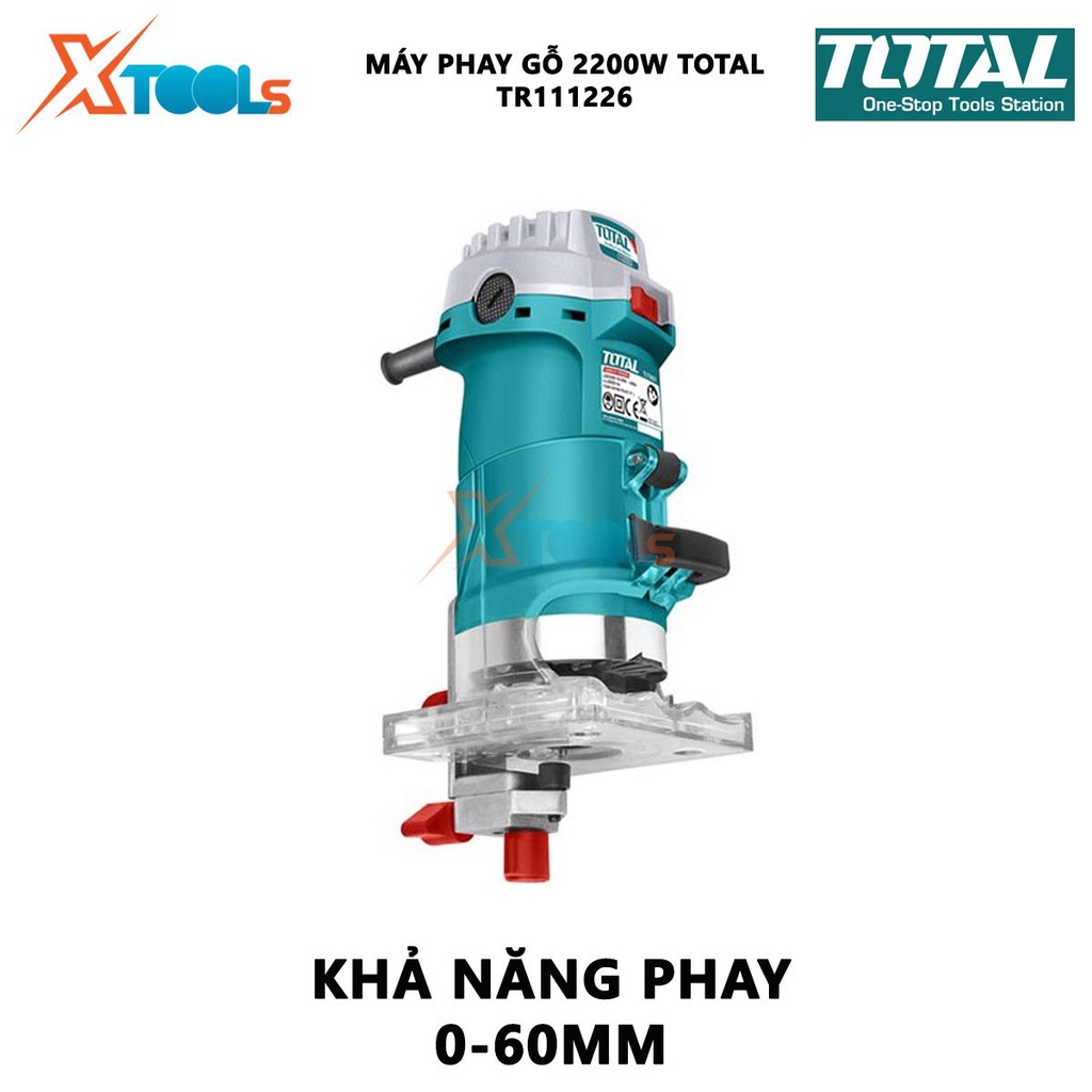Máy phay gỗ Total TR111226 Máy soi gỗ cầm tay Công suất: 2200W Tốc độ không tải: 9000-23000rpm, tạo lượn tròn ván sàn