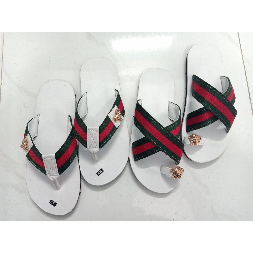 Combo dép sandal cặp đôi nam nữ thời trang giá rẻ quai chéo đỏ xanh [ẢNH THẬT 100%]
