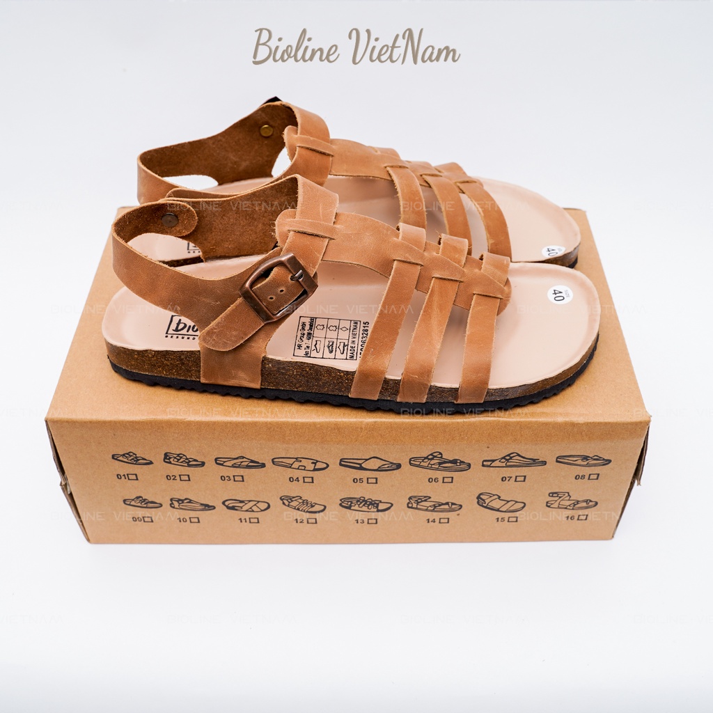 Dép_Sandal Đế trấu, Da bò thật nguyên tấm Chống Nước Mã DK12