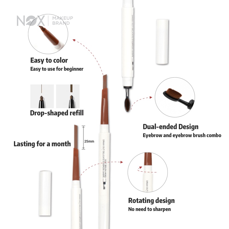 Chì kẻ mày NOX thiết kế hai đầu 3 trong 1 kháng nước 0.3 g | BigBuy360 - bigbuy360.vn