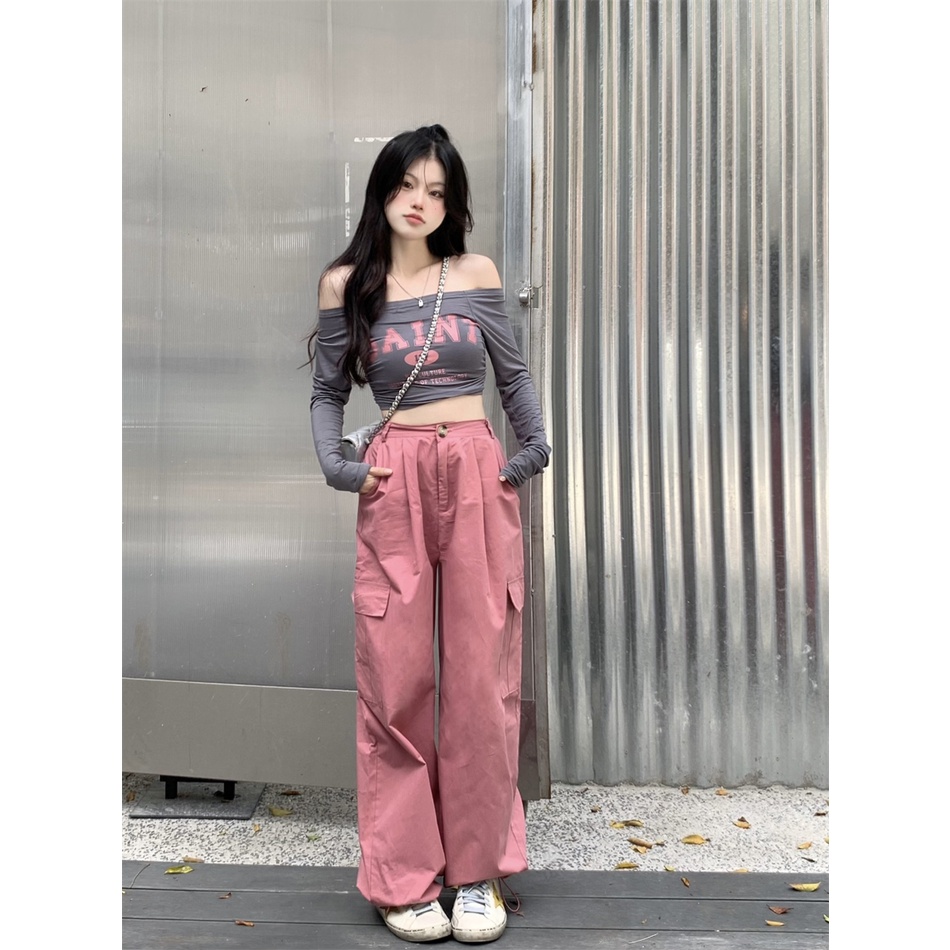 Cocory vn Áo Thun Tay Dài Trễ Vai Dáng Ôm Thời Trang Retro Mỹ Quyến Rũ Cho Nữ