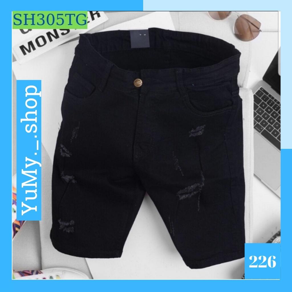 Quần Short Nam VNXK SH305TG Đen rách xước mẫu hót trẻ trung (44-70KG)