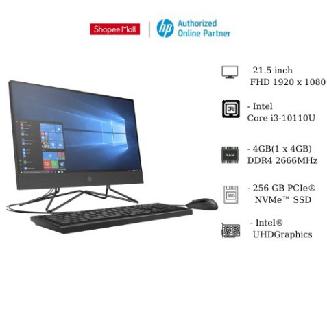 Máy tính All in One HP 200 Pro G4 - 2J860PA 21.5Inch Core i3/4Gb/256GB SSD/Windows 10 home