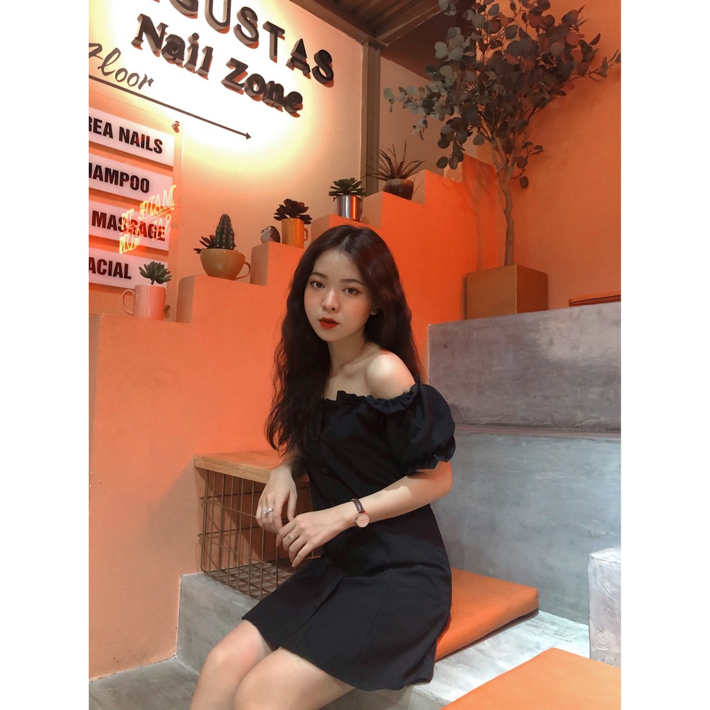 [Mã FAMARAL1 giảm 10K đơn 50K] Đầm trễ vai đen CÓ CLIP THẬT | BigBuy360 - bigbuy360.vn