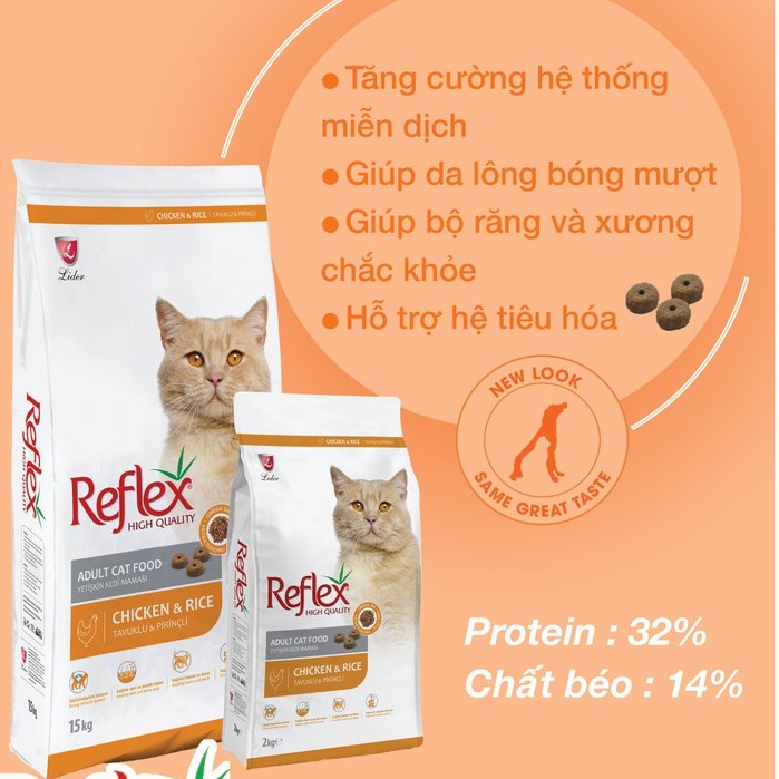 Hạt thức ăn cho mèo Reflex 2kg vị gà gạo cho mèo lớn và mèo con - Thổ Nhĩ Kỳ