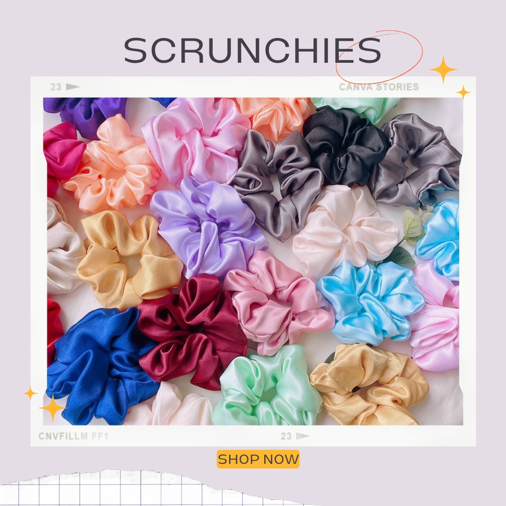 [Handmade] Dây cột tóc scrunchies vải phi bóng hot trend dành cho bạn nữ nhiều màu sắc