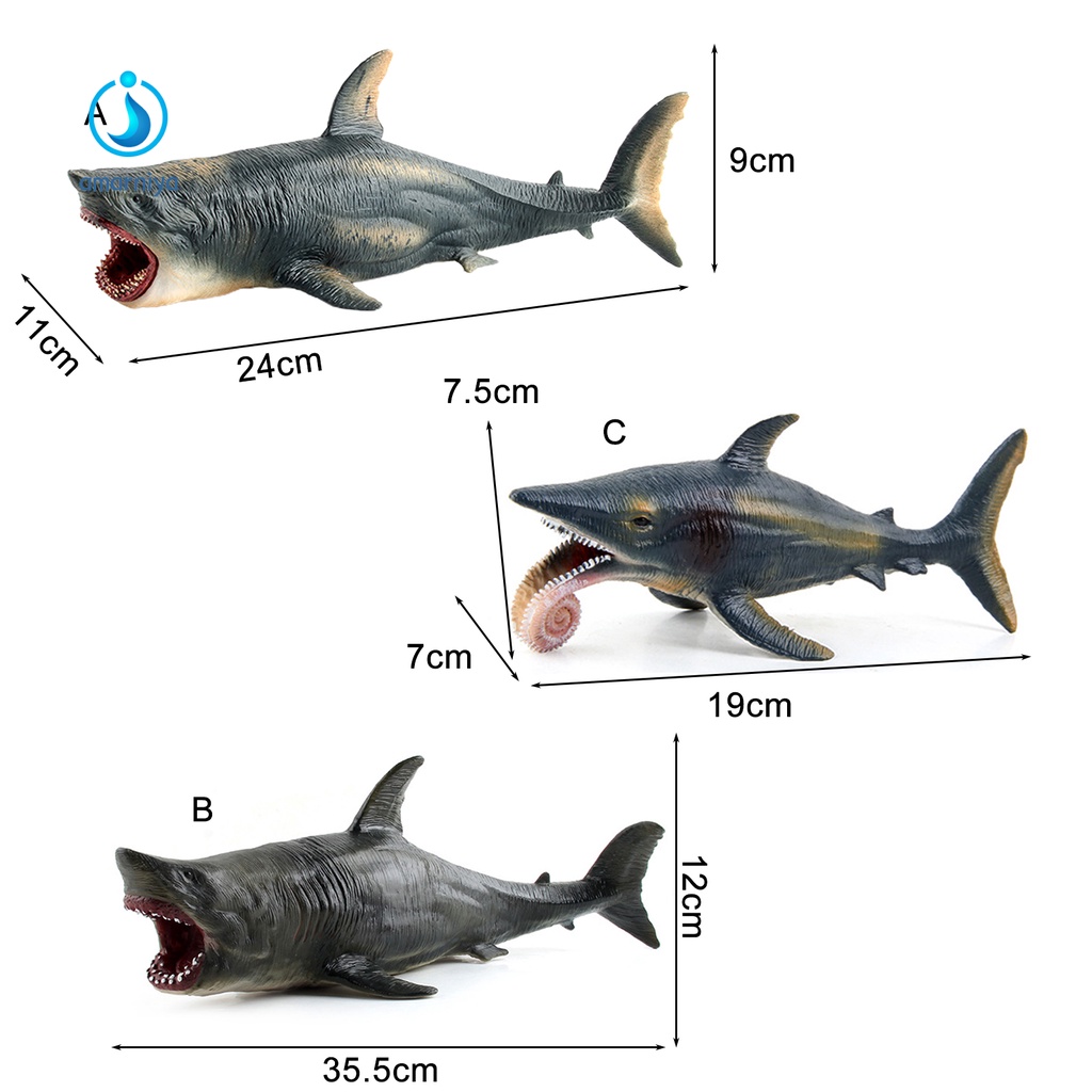Đồ chơi mô hình cá mập trắng lớn Megalodon chống rỉ sét trang trí