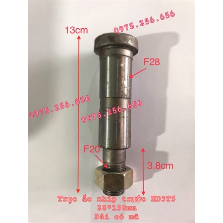 Trục ắc nhíp 28*130 HD3T5 trước Dài có mũ