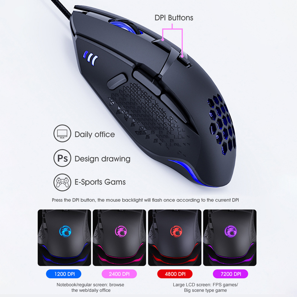 Chuột Gaming Mimice T90 Phát Sáng 8 Nút 7200dpi Cao Cấp