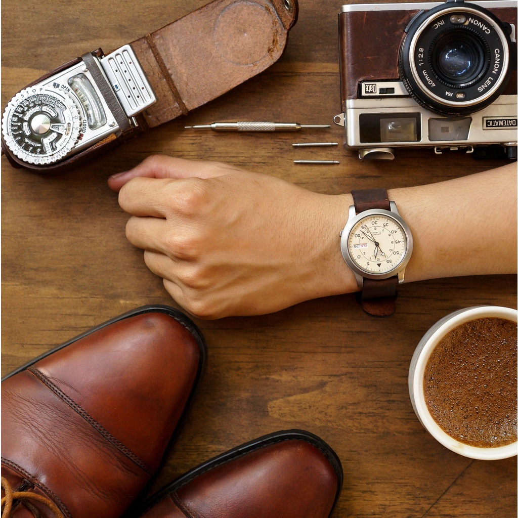 Dây Đồng Hồ Da Thật RAM Leather Simple 1 Da Bò Sáp Nâu Đất Kiểu Thanh Lịch Bền Đẹp