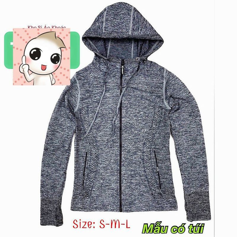 Áo Khoác Thể Thao Nữ Ôm Body 3M. Size S M L XL XXL. Có 2 Túi Ngoài dây kéo