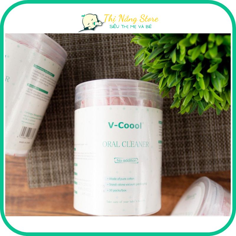 Tưa lưỡi, rơ lưỡi tiệt trùng cao cấp Vcool (hộp 30 que) làm sạch lưỡi và khoang miệng cho bé Thị Nắng Store