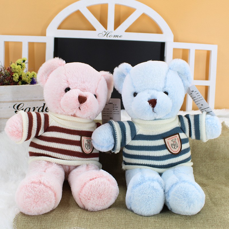 Gấu Teddy Nhồi Bông Mặc Áo Sweater Kẻ Sọc Nhiều Màu Dễ Thương