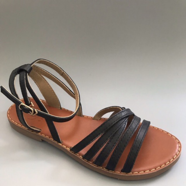 giày sandal tigish quai ngang da thật đế đúc phom nhỏ size