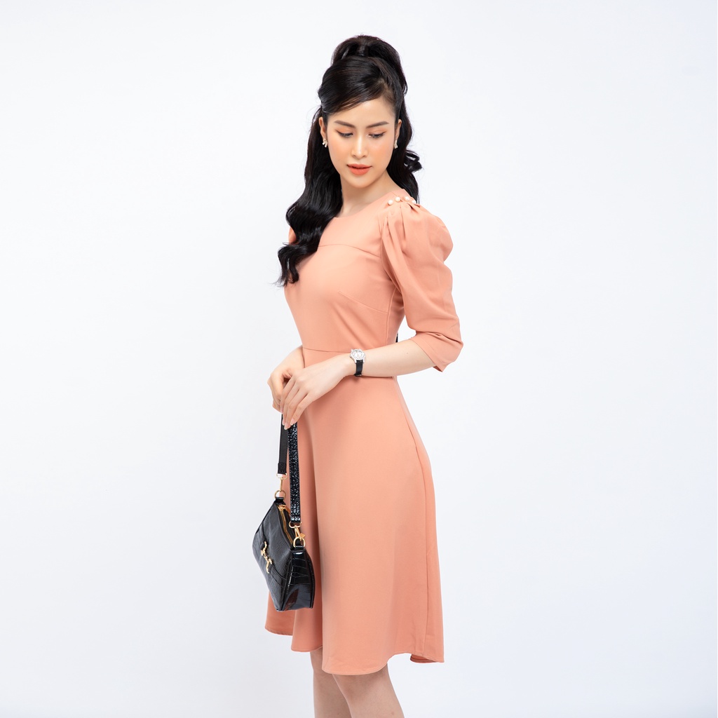 Đầm công sở đi tiệc thiết kế form dáng xòe tay lỡ đính ngọc trên vai AMYRA Da145 | BigBuy360 - bigbuy360.vn