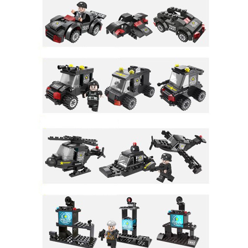 BỘ ĐỒ CHƠI LẮP RÁP XẾP HÌNH MÔ HÌNH CẢNH SÁT, OTO, LEGO ROBOT,  THUYỀN, XE SWAT C007