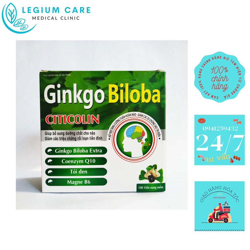 HOẠT HUYẾT DƯỠNG NÃO GINKGO BILOBA - GIÚP BỔ SUNG DƯỠNG CHẤT CHO NÃO - TĂNG CƯỜNG TUẦN HOÀN MÁU NÃO - HỘP 100 VIÊN