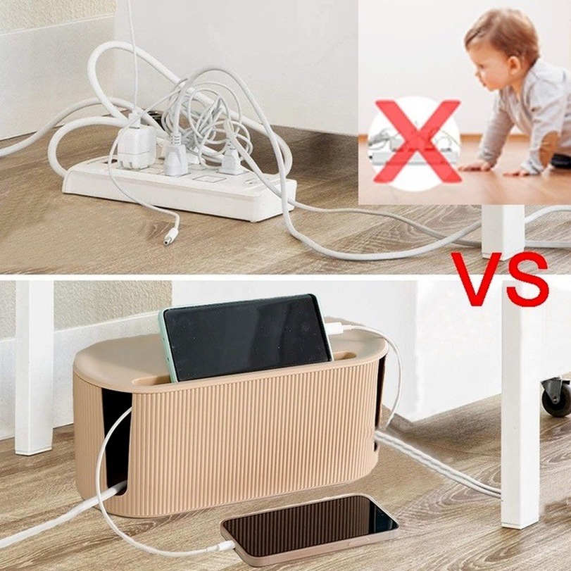 Hộp đựng ổ cắm điện  trang trí phong cách Nhật | Hộp Đựng Dây Cáp Gọn Gàng Kiểu Bắc Âu | Hộp Đựng Ổ Cắm Điện Để Bàn Tiện Dụng |  Sắp Xếp Dây Cáp Gọn Gàng | Hộp Đựng Bảo Vệ Dây Điện An Toàn Cho Quầy Nhà | Hộp lưu trữ ổ cắm điện