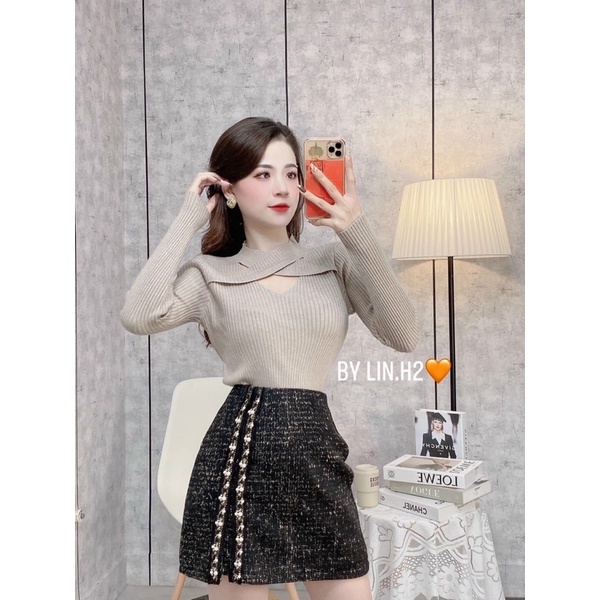 Áo len chéo cổ hàng qc